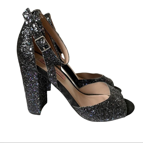 Betsey Johnson | Sparkle Black Glitter Heels - Picture 4 of 9